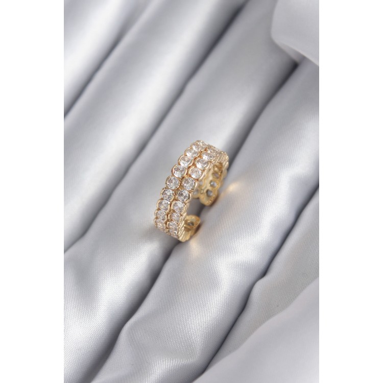 Brass Gold Colour Zircon Stone Women's Ring - TJ-BYK2939 Brass Gold Colour Zircon Stone Women's Ring - TJ-BYK2939