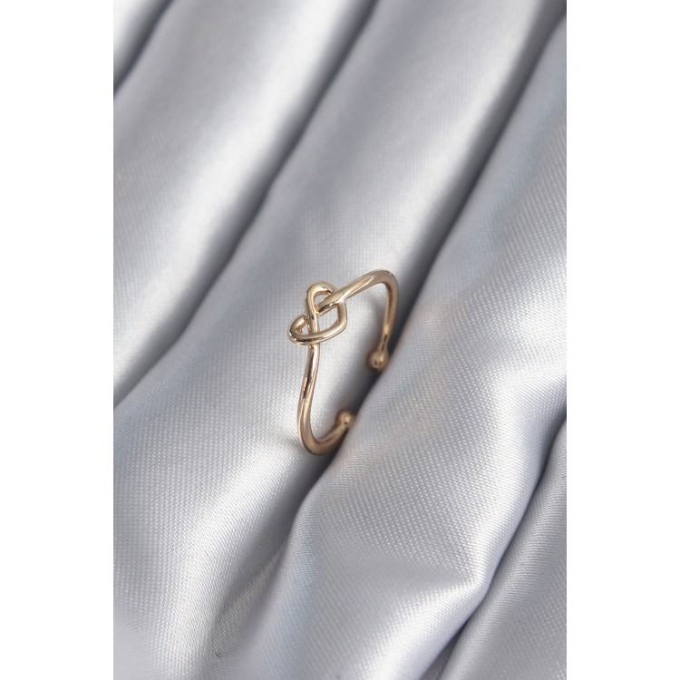 Gold Colour Knot Heart Model Women's Ring - TJ-BYK2945 Gold Colour Knot Heart Model Women's Ring - TJ-BYK2945
