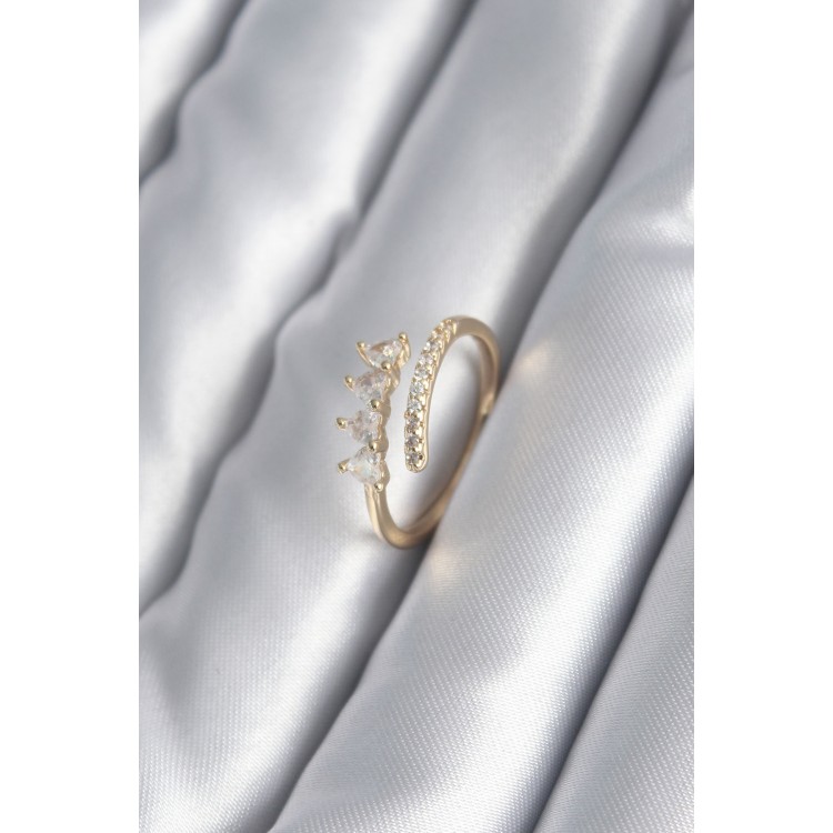 Brass Gold Colour Heart Zircon Stone Detail Women's Ring - TJ-BYK2987 Brass Gold Colour Heart Zircon Stone Detail Women's Ring - TJ-BYK2987