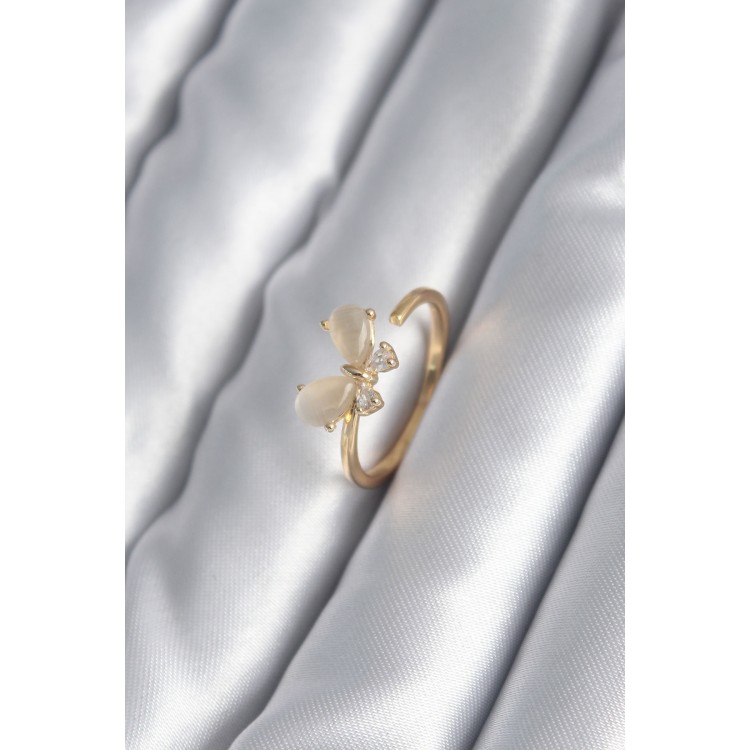 Brass Gold Colour Zircon Stone Detail Butterfly Model Women's Ring - TJ-BYK2989 Brass Gold Colour Zircon Stone Detail Butterfly Model Women's Ring - TJ-BYK2989