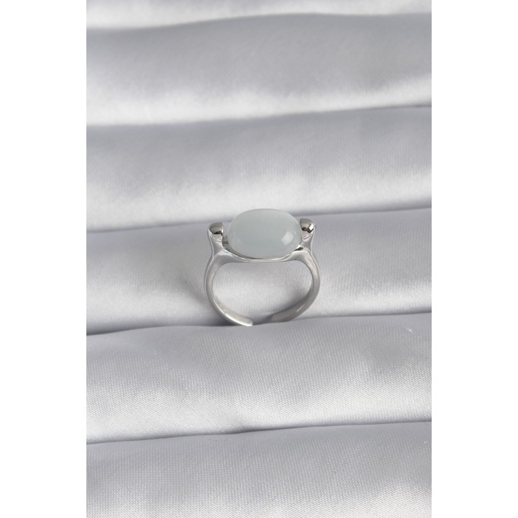 Brass Silver Colour Mother-of-Pearl Women's Ring - TJ-BYK3012