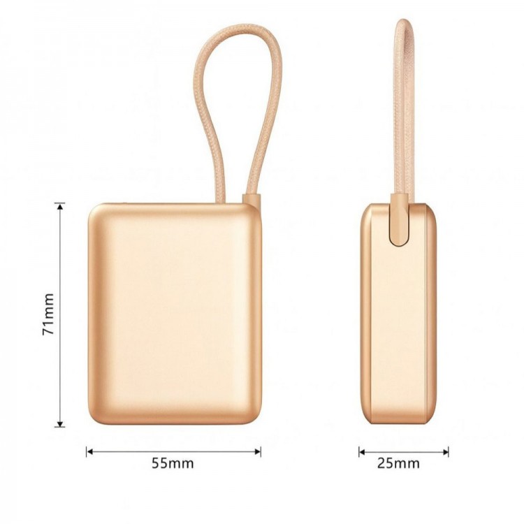 10,000mAh Type-C Input & Output Powerbank with 10,000mAh LCD Display 20W Built-in Type-C Cable