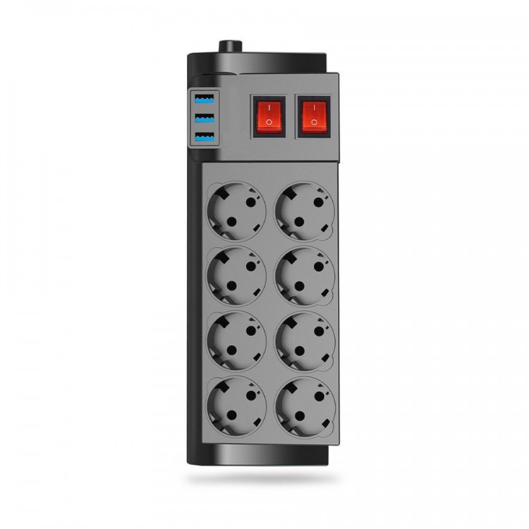 8-Outlet 3xUSB 16A 2m Cable 4000W Surge Protected Outlet TGFTR08