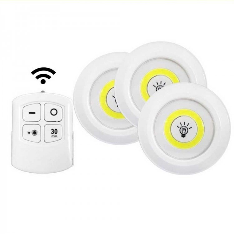 Wireless Remote Control 3 Led Lamp Set