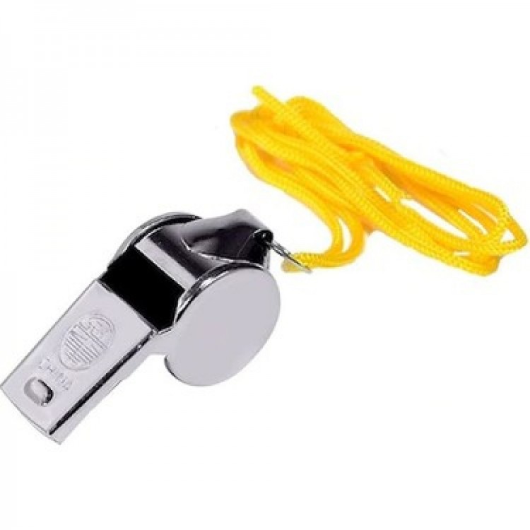 Metal Drawstring Referee and Earthquake Whistle 24 Pcs