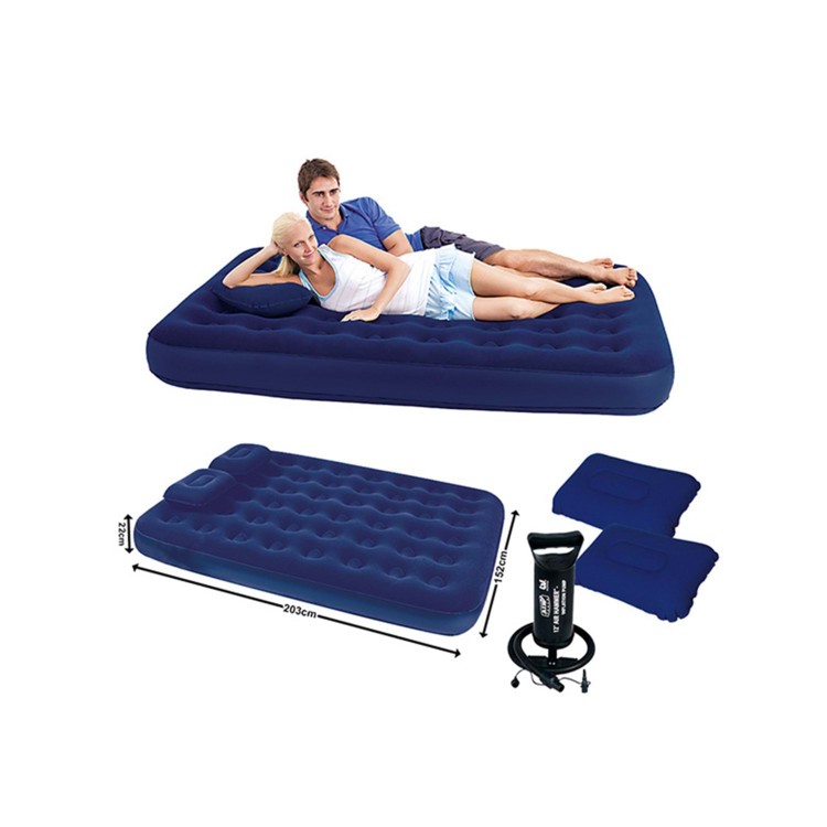 Bestway 67374 Double Inflatable Bed (203cmx152cmx22cm)-2Pcs Pillow and Hand Pump Gift