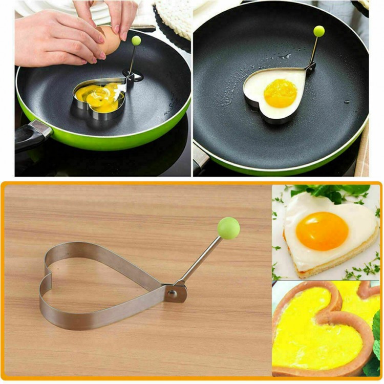 Metalik Kalp Şeklinde Metal Omlet Yumurta ve Krep Kalıpları Metalik Kalp Şeklinde Metal Omlet Yumurta ve Krep Kalıpları