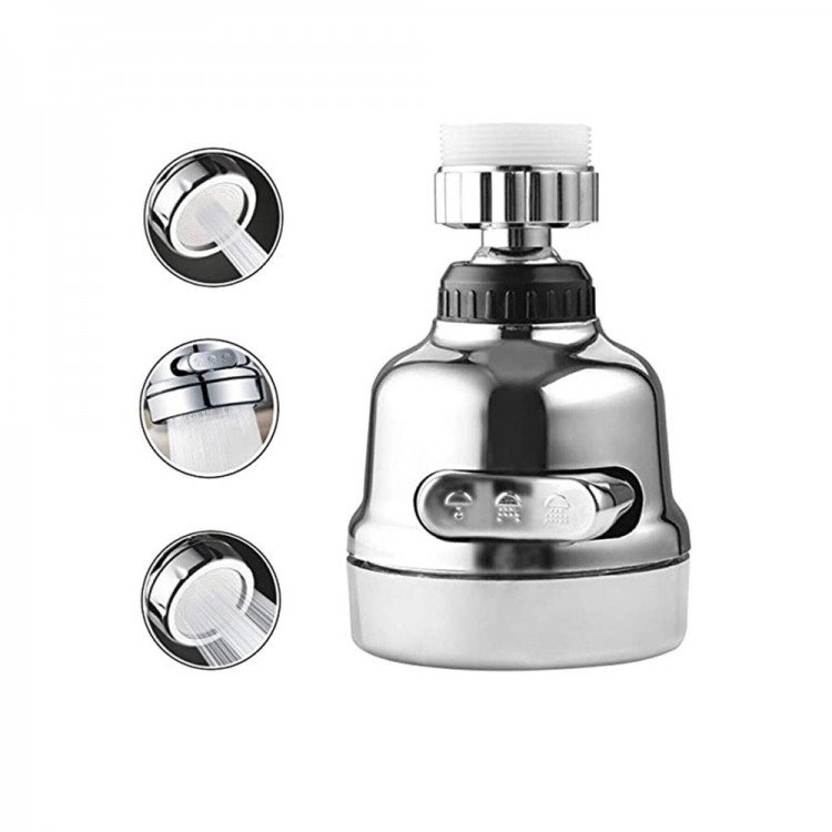 Chrome 3 Function Kitchen Sink Head 360 Degree Swivel Faucet Spout Chrome 3 Function Kitchen Sink Head 360 Degree Swivel Faucet Spout