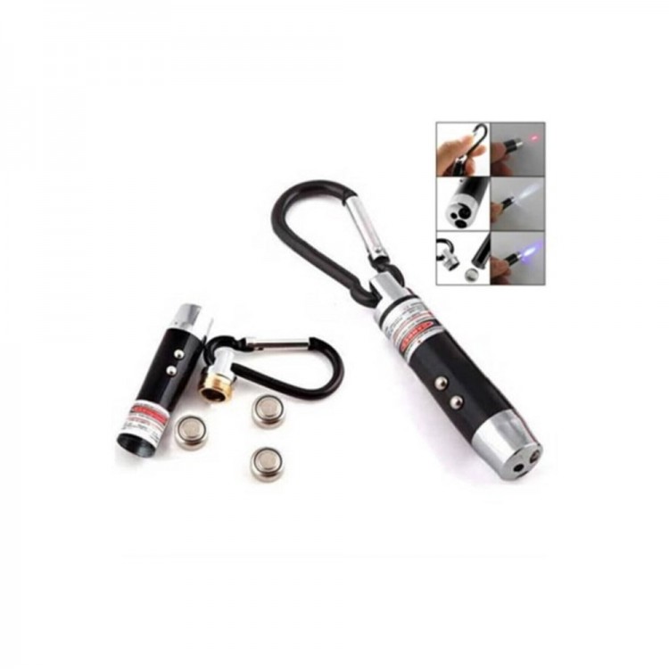 Flashlight Keychain Luminous Keychain 3 Function Laser Led Flashlight