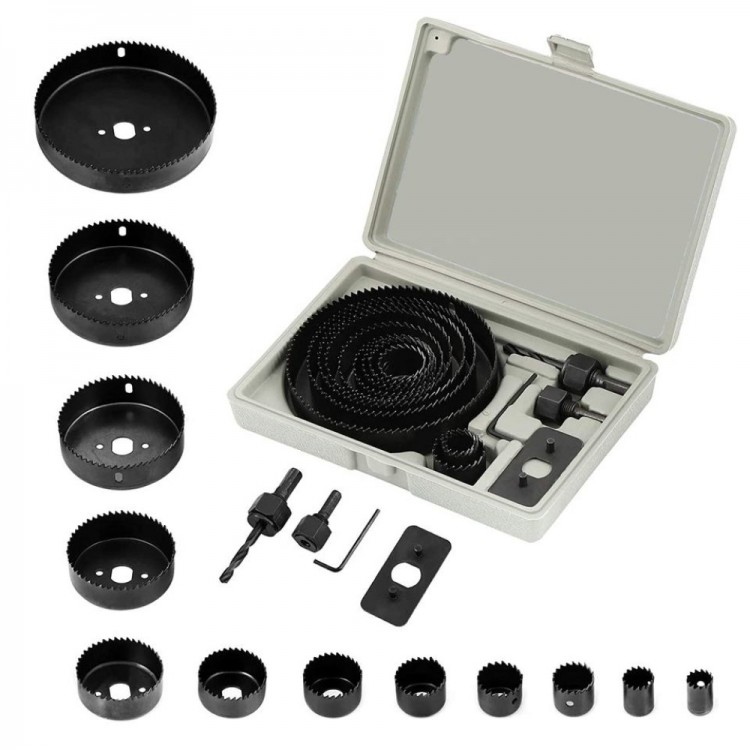 16 Piece Punch Set Wood Cutting Saw Drill Bit Set Drywall Ceiling Cutting 16 Piece Punch Set Wood Cutting Saw Drill Bit Set Drywall Ceiling Cutting
