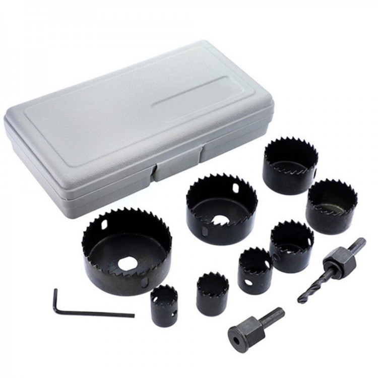 11 Piece Punch Set Wood Cutting Saw Drill Bit Set Drywall Ceiling Cutting