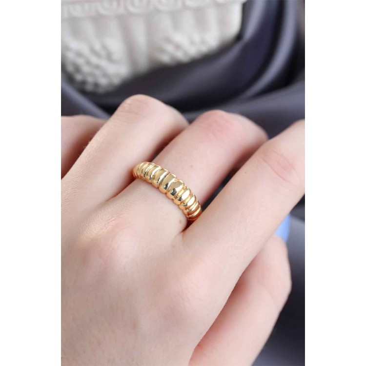 Altın Renk Ayarlamalı Burgu Kadın Yüzük - TJ-BYK1503