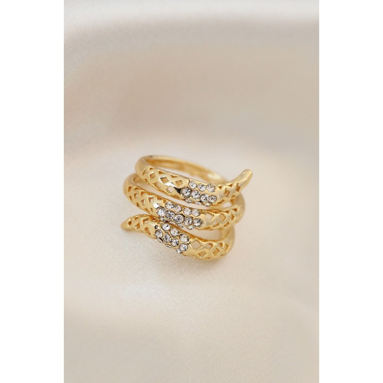 Ayarlamalı Altın Renk Metal Zirkon Taşlı Yüzük - TJ-BYK2040 Ayarlamalı Altın Renk Metal Zirkon Taşlı Yüzük - TJ-BYK2040