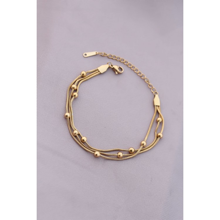 316L Kararmaz Çelik Gold Renk Top Zincirli Kadın Bileklik - TJ-BB4171 316L Kararmaz Çelik Gold Renk Top Zincirli Kadın Bileklik - TJ-BB4171