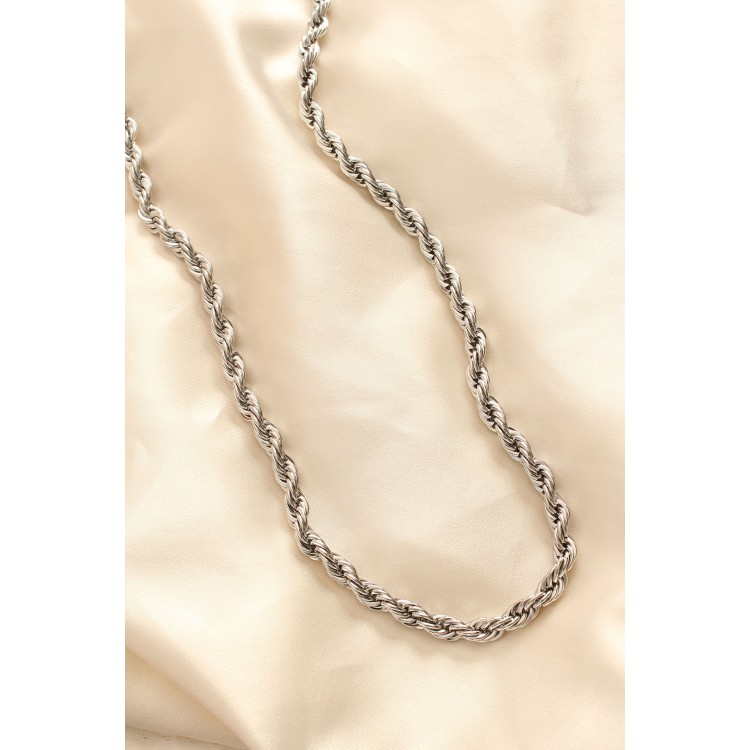 316L Steel Tarnish-Resistant Silver Color Thick Twist 60 cm Women's Necklace - TJ-BKO6241 316L Steel Tarnish-Resistant Silver Color Thick Twist 60 cm Women's Necklace - TJ-BKO6241