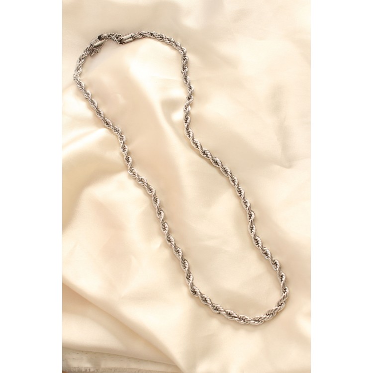 316L Steel Tarnish-Resistant Silver Color Thick Twist 60 cm Women's Necklace - TJ-BKO6241