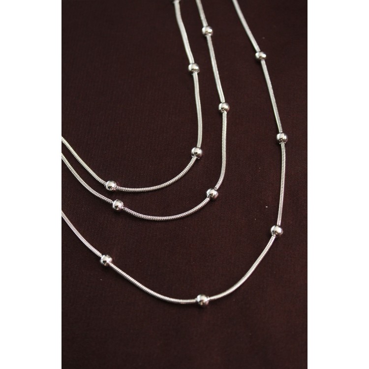 316L Stainless Steel Silver Color Minimalist Bead Design Multi-Strand Necklace - TJ-BKO6332 316L Stainless Steel Silver Color Minimalist Bead Design Multi-Strand Necklace - TJ-BKO6332