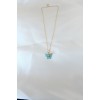 Gold-Plated Turquoise-Colored Mother-of-Pearl Butterfly Necklace - TJ-BKO6437