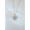 Gold-Plated Ice Blue Mother-of-Pearl Butterfly Necklace - TJ-BKO6438