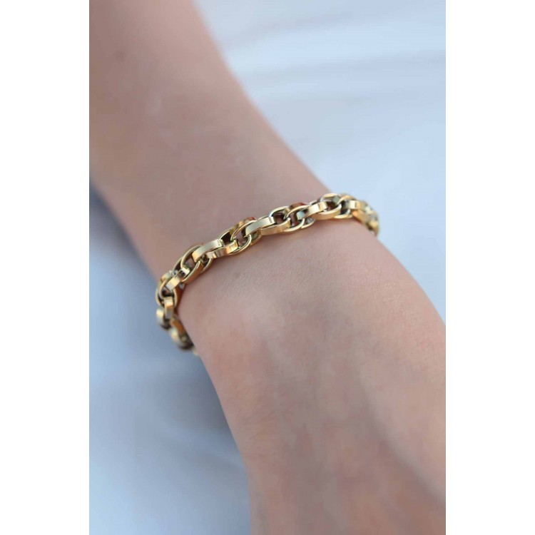 Gold Renk Çelik Zincir Kadın Bileklik - TJ-BB4429 Gold Renk Çelik Zincir Kadın Bileklik - TJ-BB4429