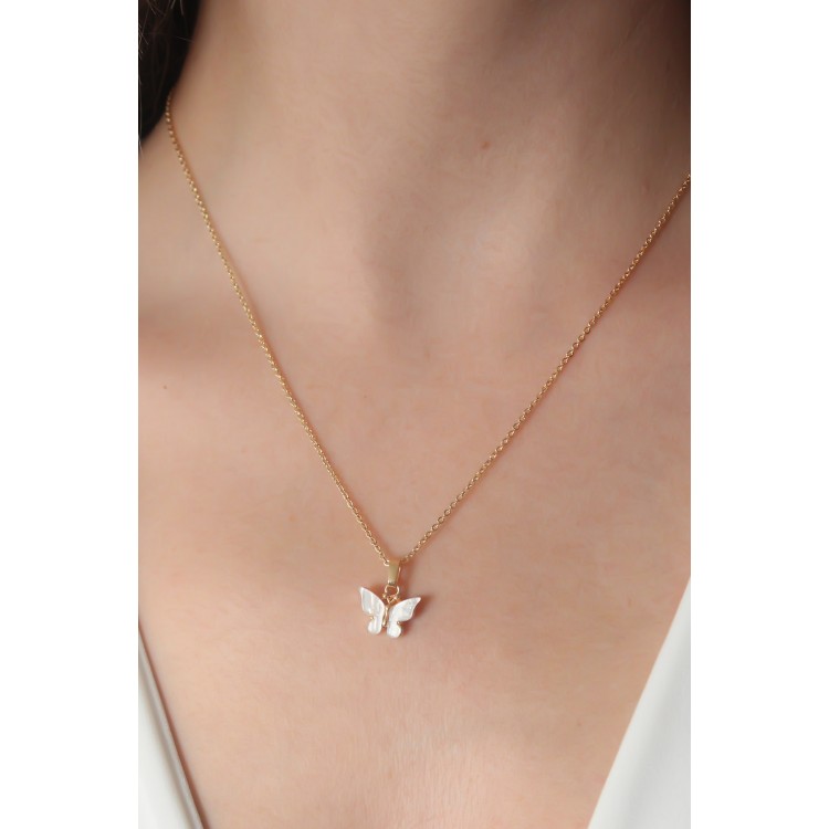 Gold White Color Butterfly Figure Women's Necklace - TJ-BKO6818 Gold White Color Butterfly Figure Women's Necklace - TJ-BKO6818