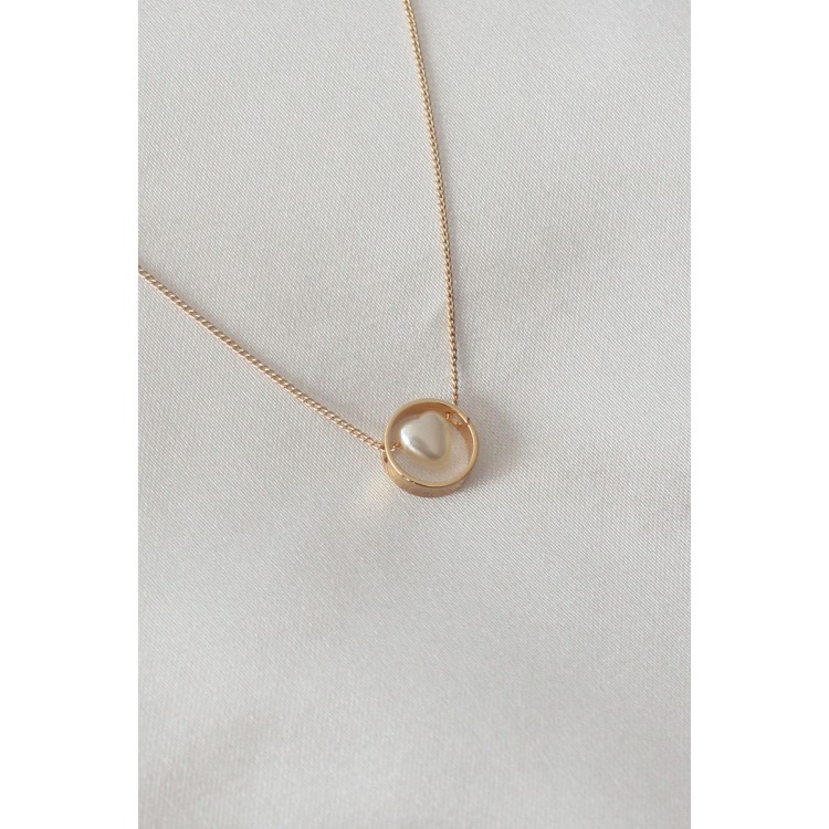 Gold Renk Minimal Kalp Figür Kadın Kolye - TJ-BKO6850