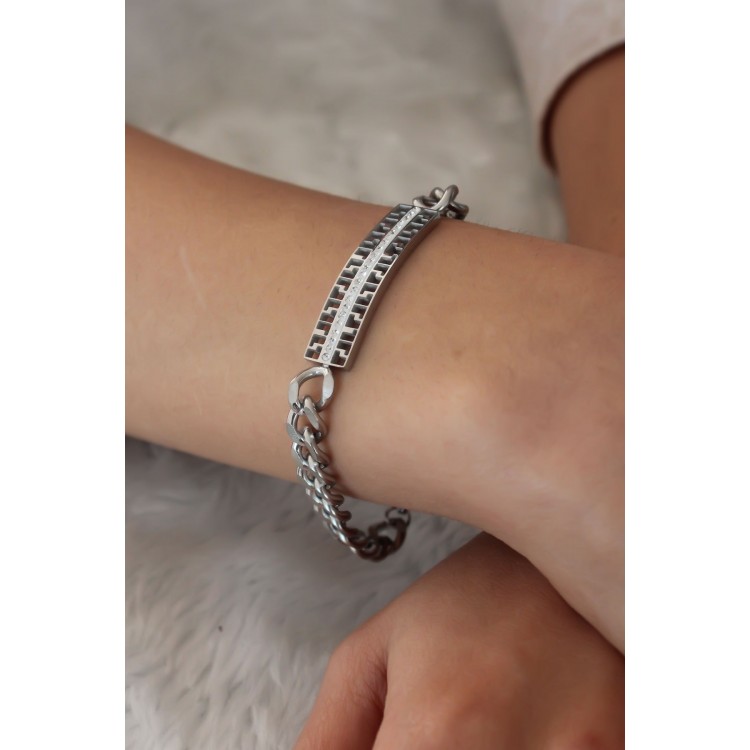 Steel Silver Color Chain Model Zircon Stone Women's Bracelet - TJ-BB4729