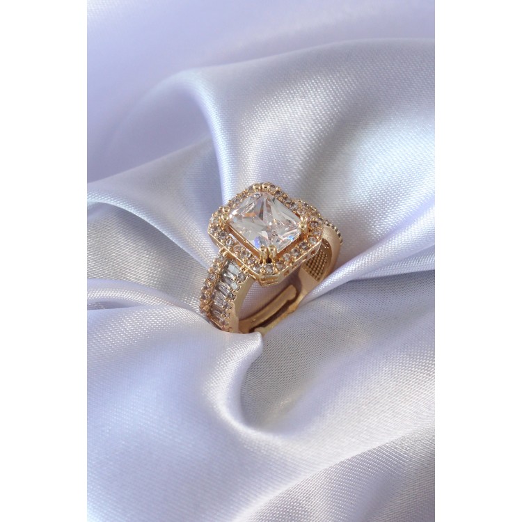 Gold Renk Zirkon Taşlı Kadın Yüzük - TJ-BYK2582 Gold Renk Zirkon Taşlı Kadın Yüzük - TJ-BYK2582