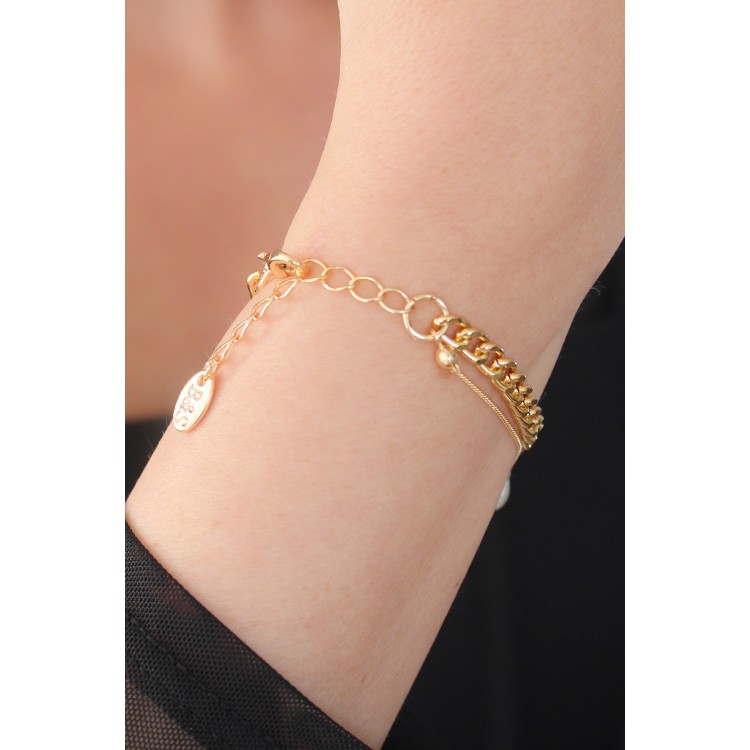 Gold Color Colorful Chain Model Colorful Heart Figure Fish Detail Women's Bracelet - TJ-BB5134