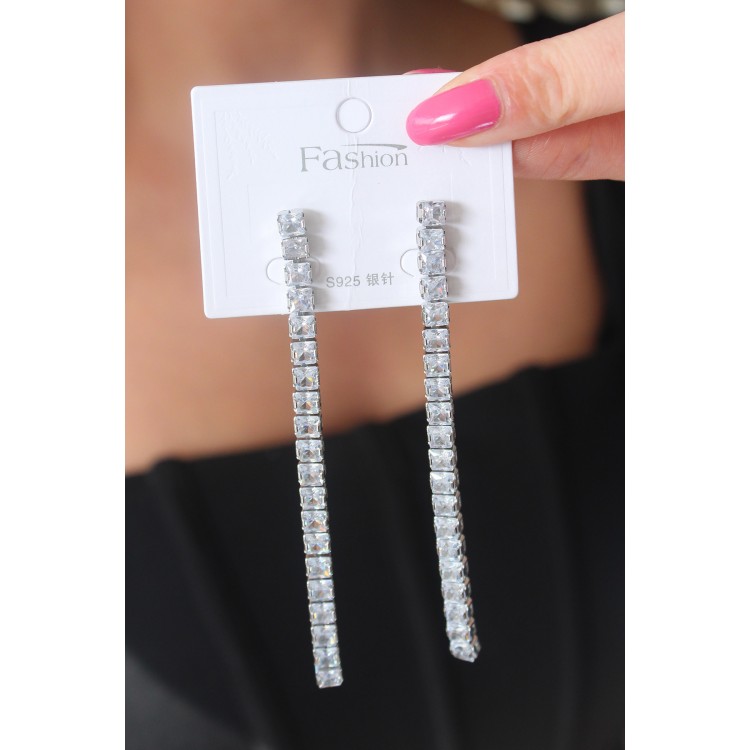 Silver Color Waterway Zircon Stone Women's Earrings - TJ-BKP7170