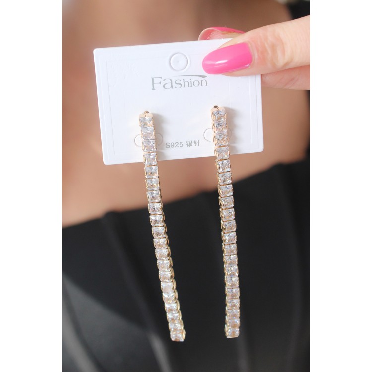 Gold Color Waterway Zircon Stone Women's Earrings - TJ-BKP7171