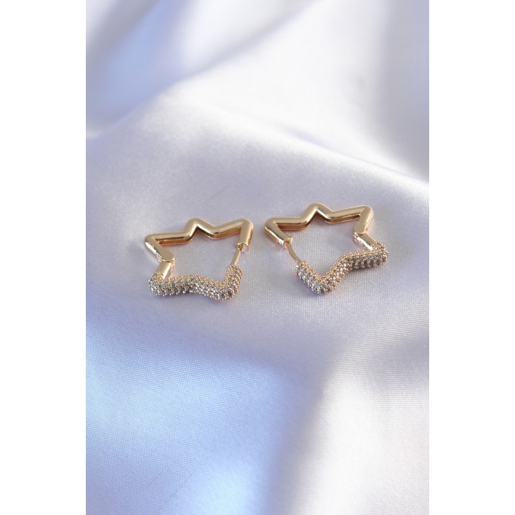 Gold Renk Zirkon Taşlı Yıldız Model Kadın Küpe - TJ-BKP7236 Gold Renk Zirkon Taşlı Yıldız Model Kadın Küpe - TJ-BKP7236
