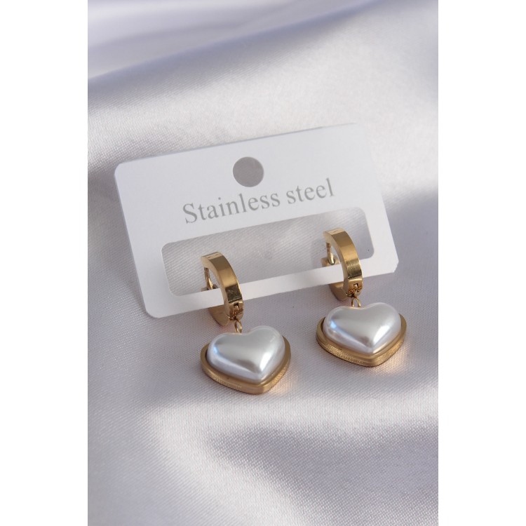 316L Stainless Steel Gold Heart-Shaped Women's Earrings - TJ-BKP7458 316L Stainless Steel Gold Heart-Shaped Women's Earrings - TJ-BKP7458