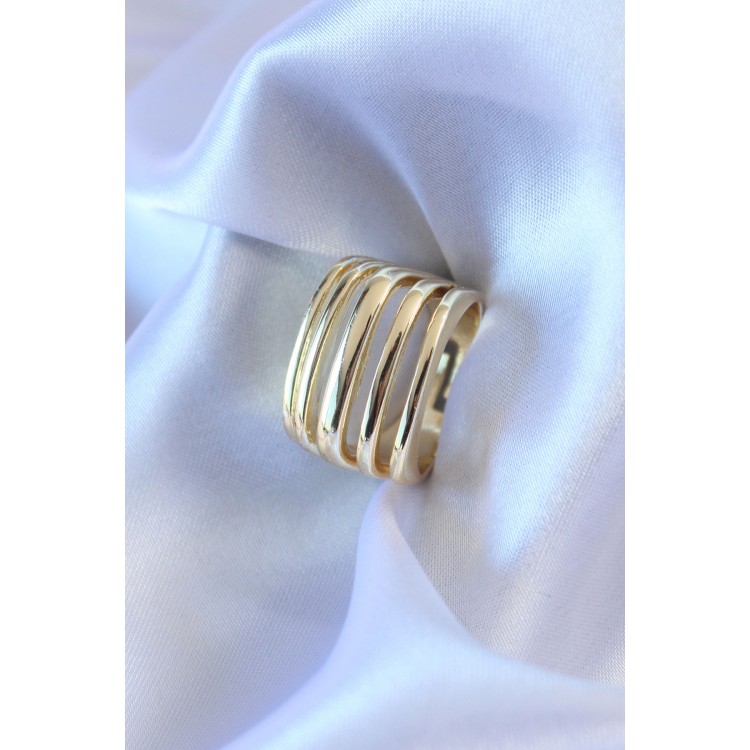 Gold Color Rib Model Women's Ring - TJ-BYK2675
