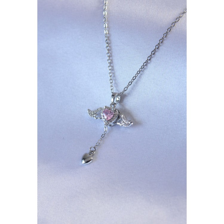 316L Çelik Gümüş Renk Kanatlı Kalp Figür Zirkon Taş Detay Kadın Koyle - TJ-BKO7451 316L Çelik Gümüş Renk Kanatlı Kalp Figür Zirkon Taş Detay Kadın Koyle - TJ-BKO7451