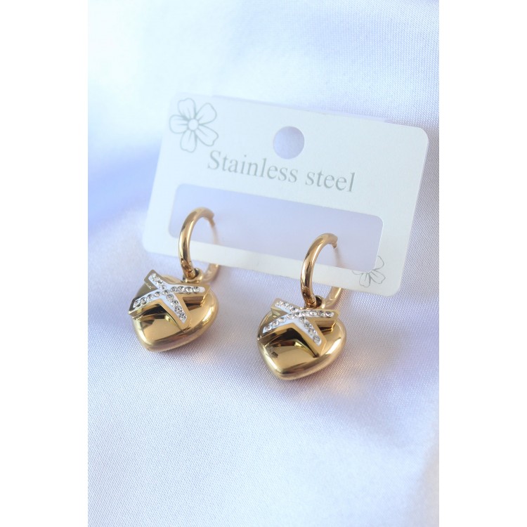 316L Çelik Gold Renk Zirkon Taş Detay Kalp Model Kadın Küpe - TJ-BKP7500 316L Çelik Gold Renk Zirkon Taş Detay Kalp Model Kadın Küpe - TJ-BKP7500