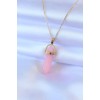 316L Çelik Gold Renk Kristal Pembe Taş Model Kadın kolye - TJ-BKO7472