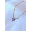 316L Steel Gold Color Italian Chain Model Purple Crystal Heart Figure Women's Necklace - TJ-BKO7499