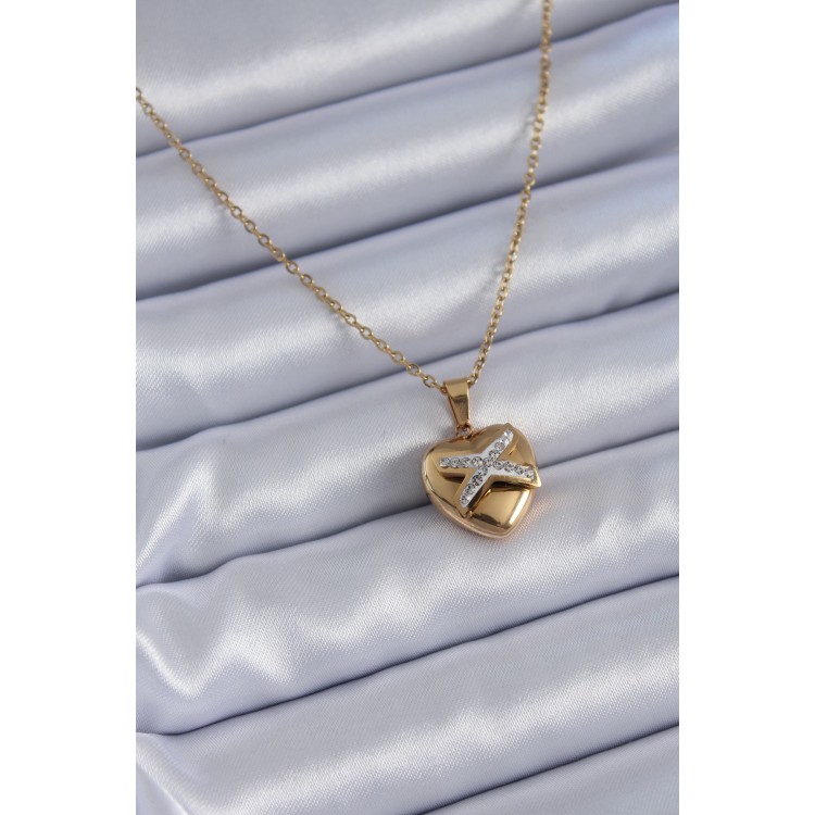 316L Çelik Gold Renk Zirkon Detay Kalp Model Kadın Kolye - TJ-BKO7626 316L Çelik Gold Renk Zirkon Detay Kalp Model Kadın Kolye - TJ-BKO7626