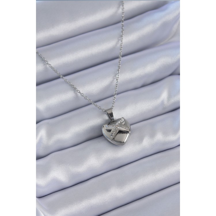 316L Çelik Gümüş Renk Zirkon Taşlı Kalp Model Kadın Kolye - TJ-BKO7627 316L Çelik Gümüş Renk Zirkon Taşlı Kalp Model Kadın Kolye - TJ-BKO7627