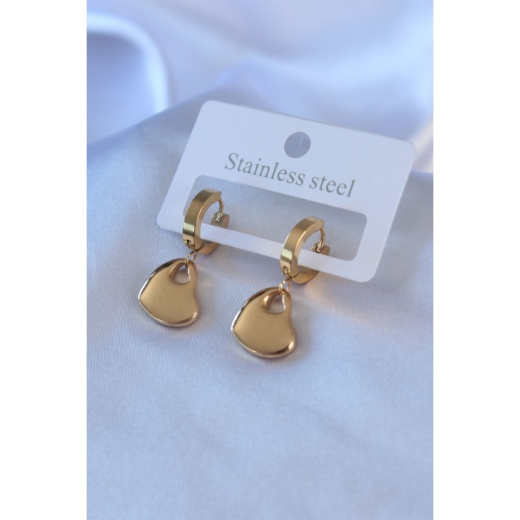 316L Steel Gold Color Heart Model Women's Earrings - TJ-BKP7751