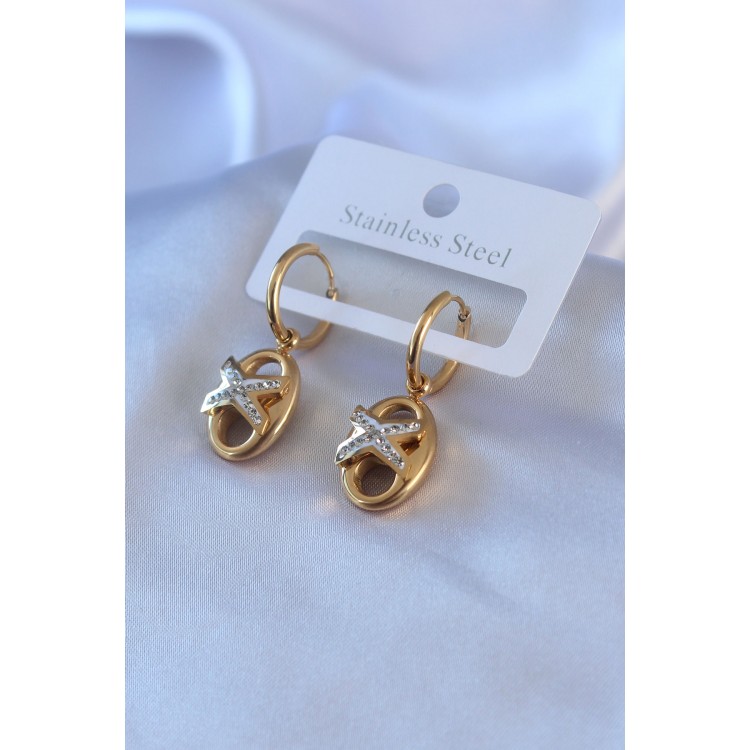 316L Çelik Gold Renk Zirkon Taş Detay Kadın Küpe - TJ-BKP7765 316L Çelik Gold Renk Zirkon Taş Detay Kadın Küpe - TJ-BKP7765