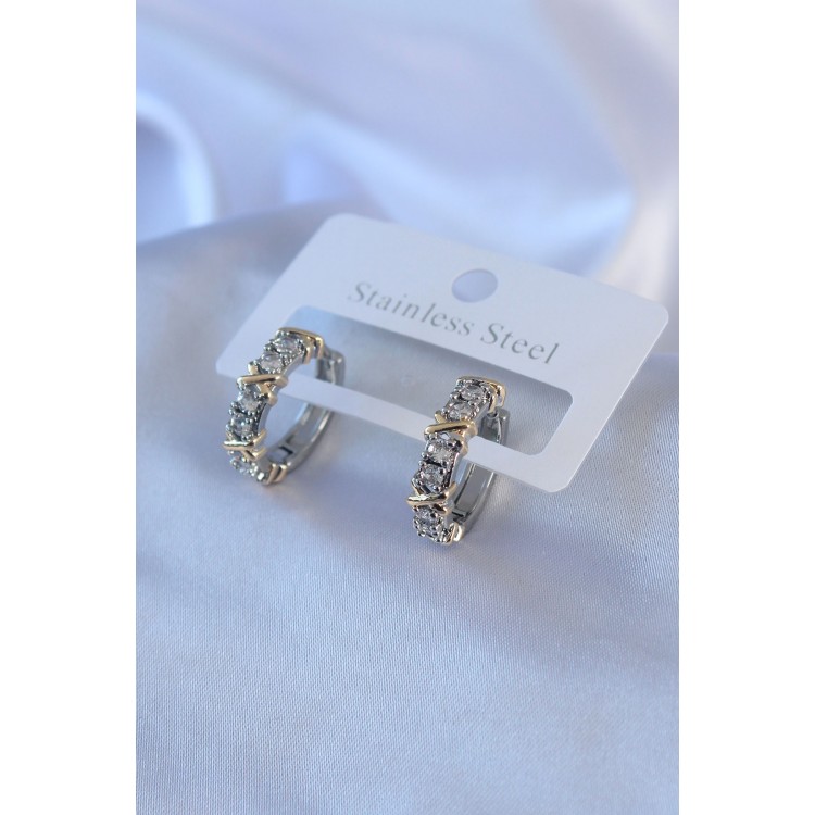 316L Steel Silver Color Zircon Stone Xoxo Model Women's Earrings - TJ-BKP7776 316L Steel Silver Color Zircon Stone Xoxo Model Women's Earrings - TJ-BKP7776