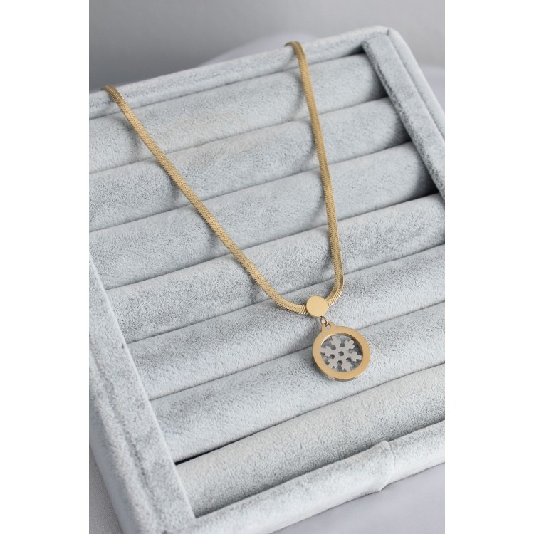 316L Çelik Gold Renk İtalyan Zincir Model Gümüş Kar Tanesi Figür Kadın Kolye - TJ-BKO7674 316L Çelik Gold Renk İtalyan Zincir Model Gümüş Kar Tanesi Figür Kadın Kolye - TJ-BKO7674