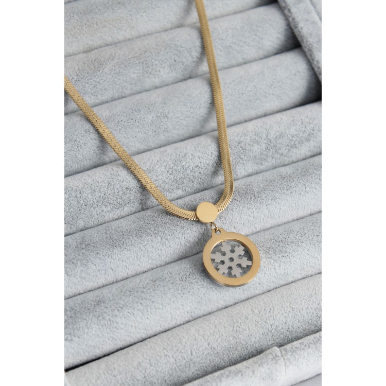 316L Çelik Gold Renk İtalyan Zincir Model Gümüş Kar Tanesi Figür Kadın Kolye - TJ-BKO7674 316L Çelik Gold Renk İtalyan Zincir Model Gümüş Kar Tanesi Figür Kadın Kolye - TJ-BKO7674