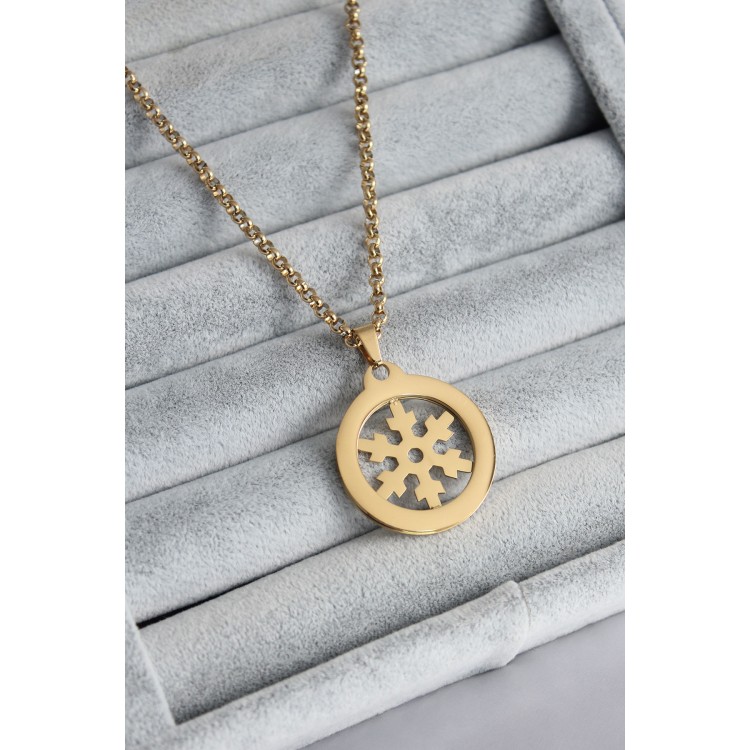 316L Steel Gold Color Snowflake Model Women's Necklace - TJ-BKO7666 316L Steel Gold Color Snowflake Model Women's Necklace - TJ-BKO7666