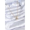 316L Steel Gold Color Z Letter Model Zircon Stone Women's Necklace - TJ-BKO7707