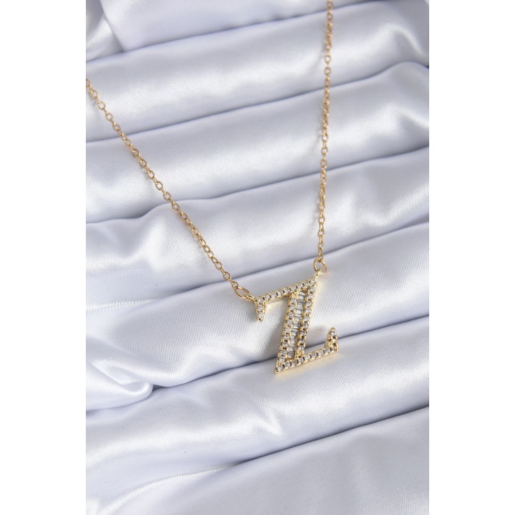 316L Steel Gold Color Z Letter Model Zircon Stone Women's Necklace - TJ-BKO7707 316L Steel Gold Color Z Letter Model Zircon Stone Women's Necklace - TJ-BKO7707