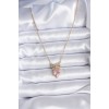 316L Steel Gold Chain Pink Crystal Heart Model Zircon Stone Ribbon Model Women's Necklace - TJ-BKO7745