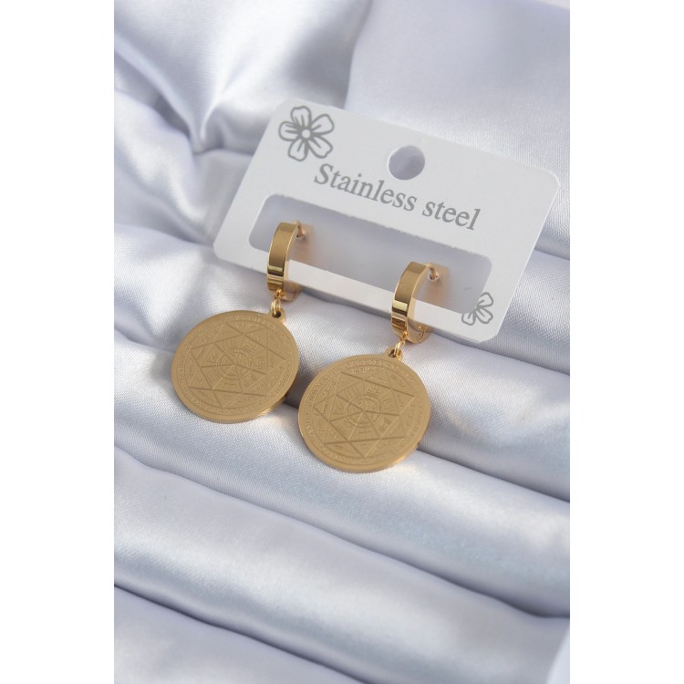 316L Çelik Gold Renk Pentagram Yıldızı İşleme Model Kadın Küpe - TJ-BKP7992 316L Çelik Gold Renk Pentagram Yıldızı İşleme Model Kadın Küpe - TJ-BKP7992